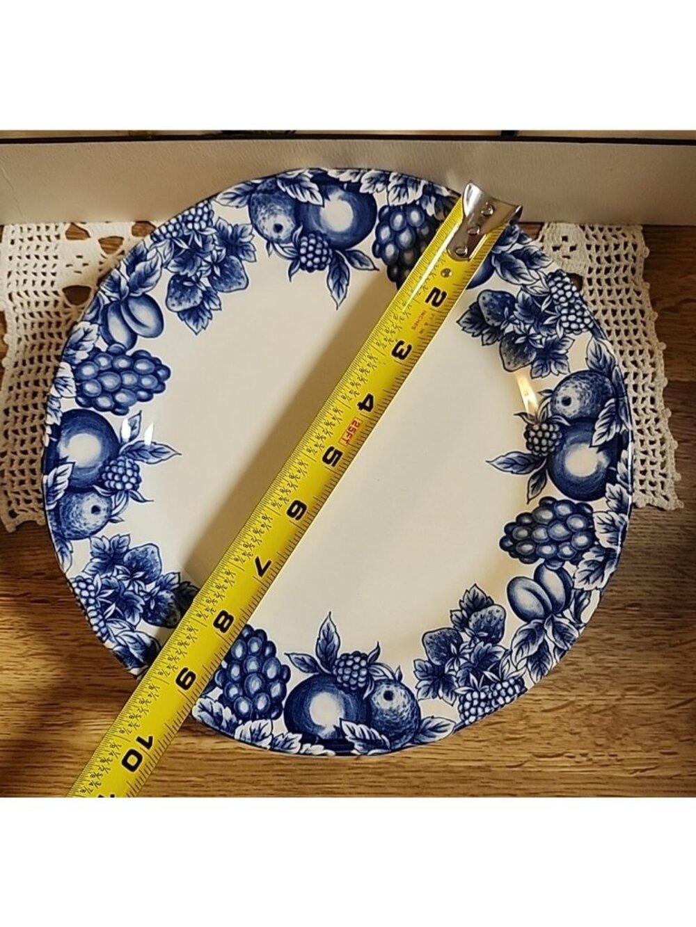 Libbey Tableware Eden Fruit & Berries Blue 9.25" Dinner Plates Rare Print - Picture 3 of 6